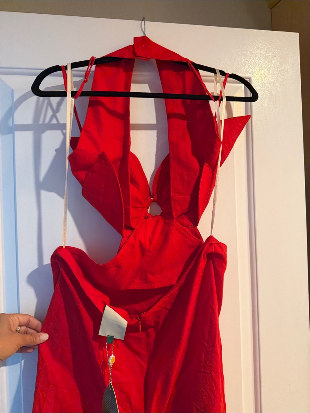 FARM Rio Red Backless Floral-Petal Mini Dress - Picture 7 of 9